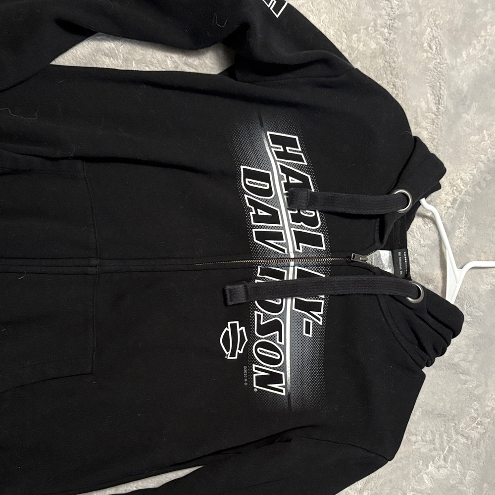 Harley-Davidson Black and White Zip-Up Hoodie